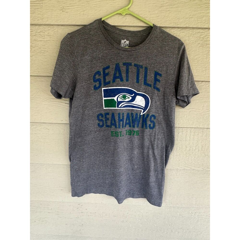 NFL Team Apparel Seattle Seahawks Est 1976 Distressed Logo Tri-Blend Tee, Mens S
